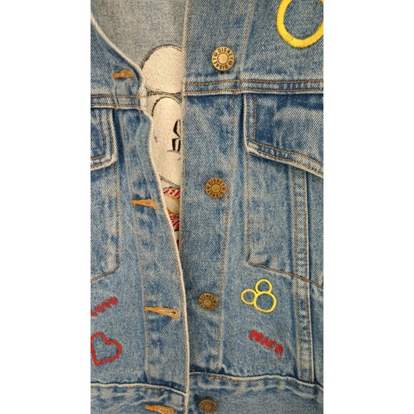 Vintage Disney Store Denim Jean Jacket Cropped Embroidered Mickey Mouse X-Large - Picture 6 of 16